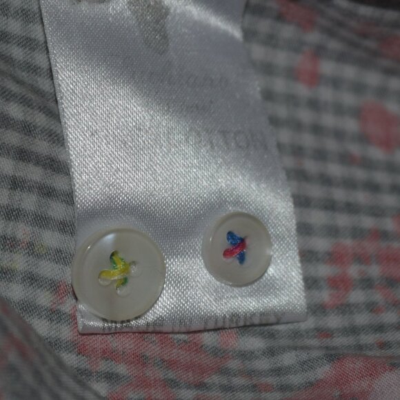 Luchiano Visconti Mens Shirt M Checkered Floral Splash Button Front Shirt - Picture 3 of 6